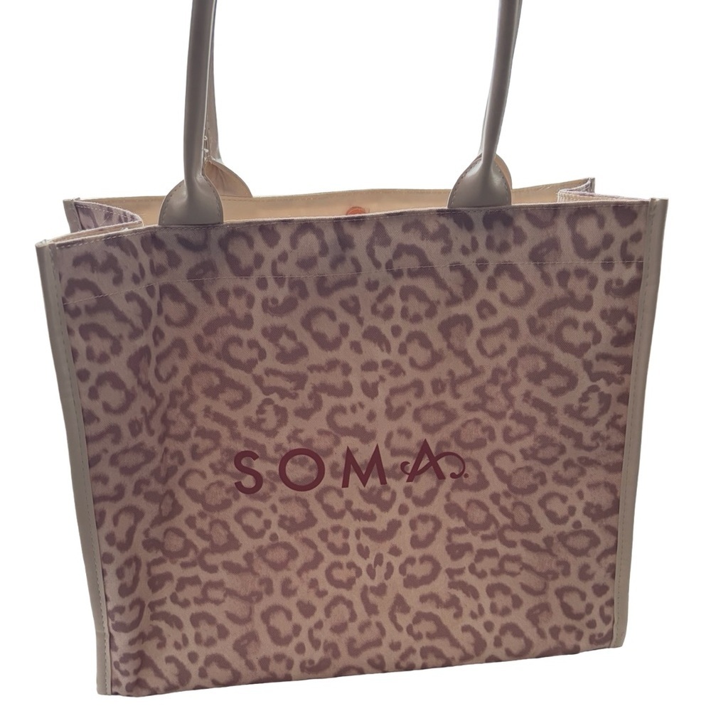 Soma Mauve Leopard Print Tote with Pink Logo